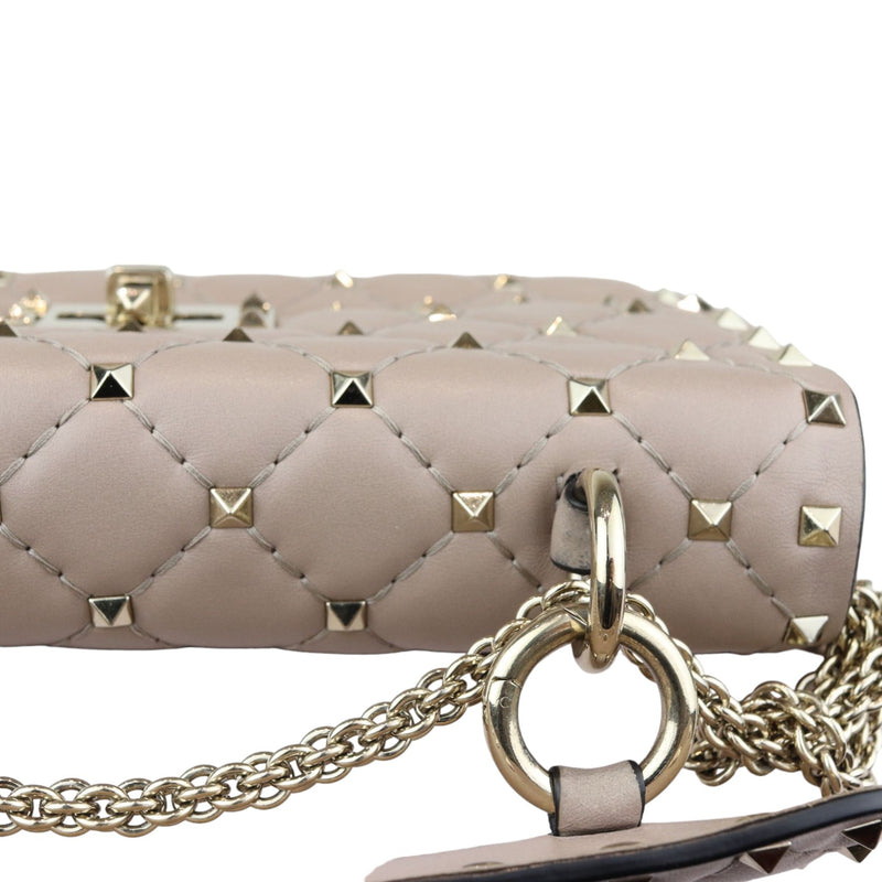 Rockstud Spike Shoulder Small Nappa Beige LGHW