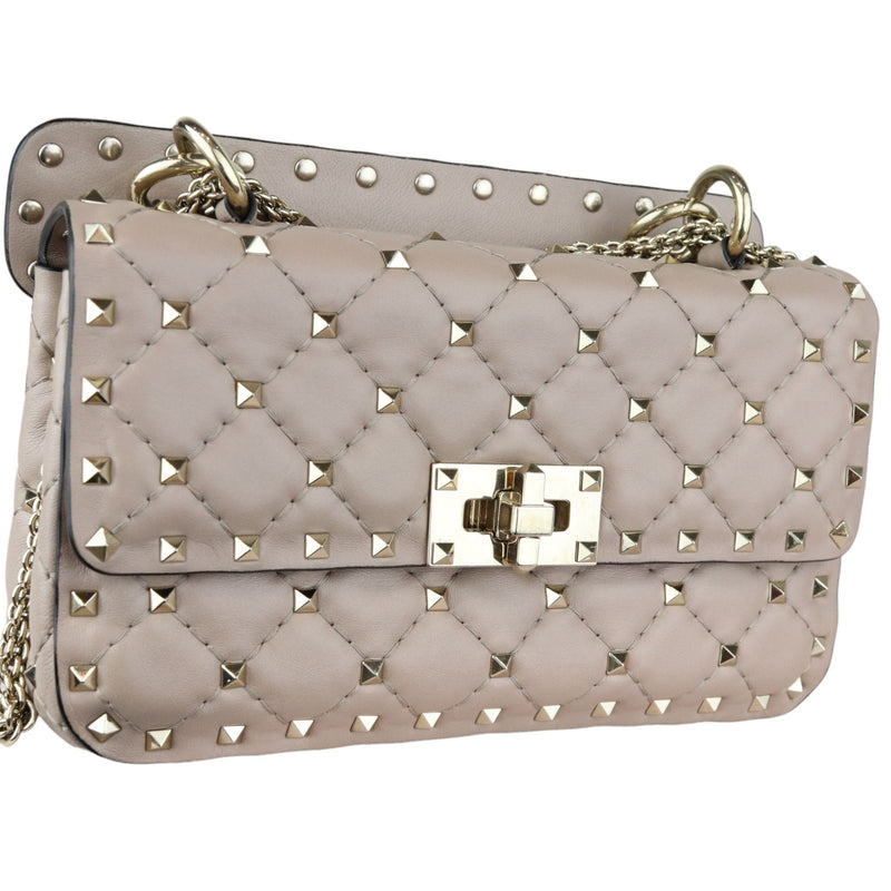 Rockstud Spike Shoulder Small Nappa Beige LGHW