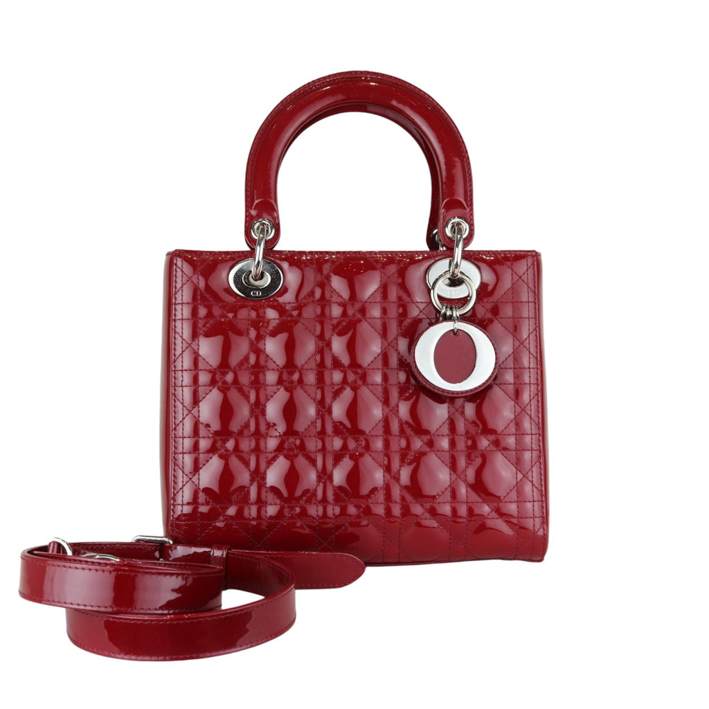 Lady Dior Medium Patent Cannage Red SHW