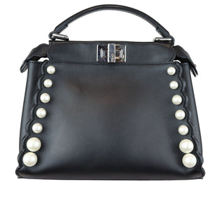 Peekaboo Iconic Satchel Mini Pearl Studded Black SHW