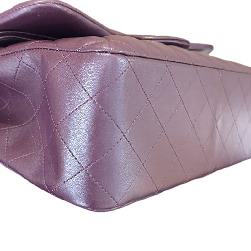 Jumbo Double Flap Lambskin Quilted Purple SHW