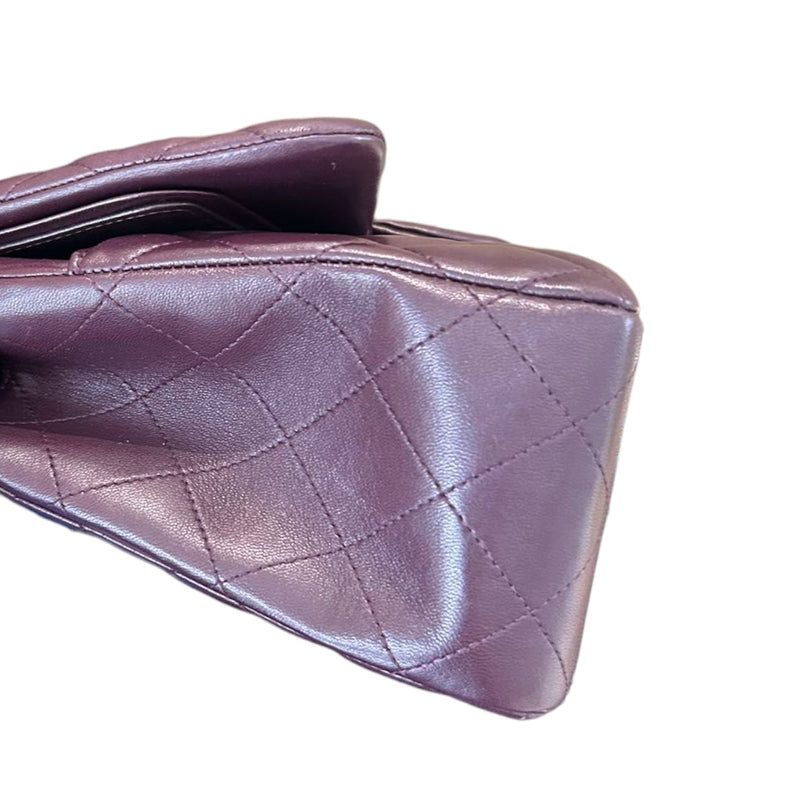 Jumbo Double Flap Lambskin Quilted Purple SHW