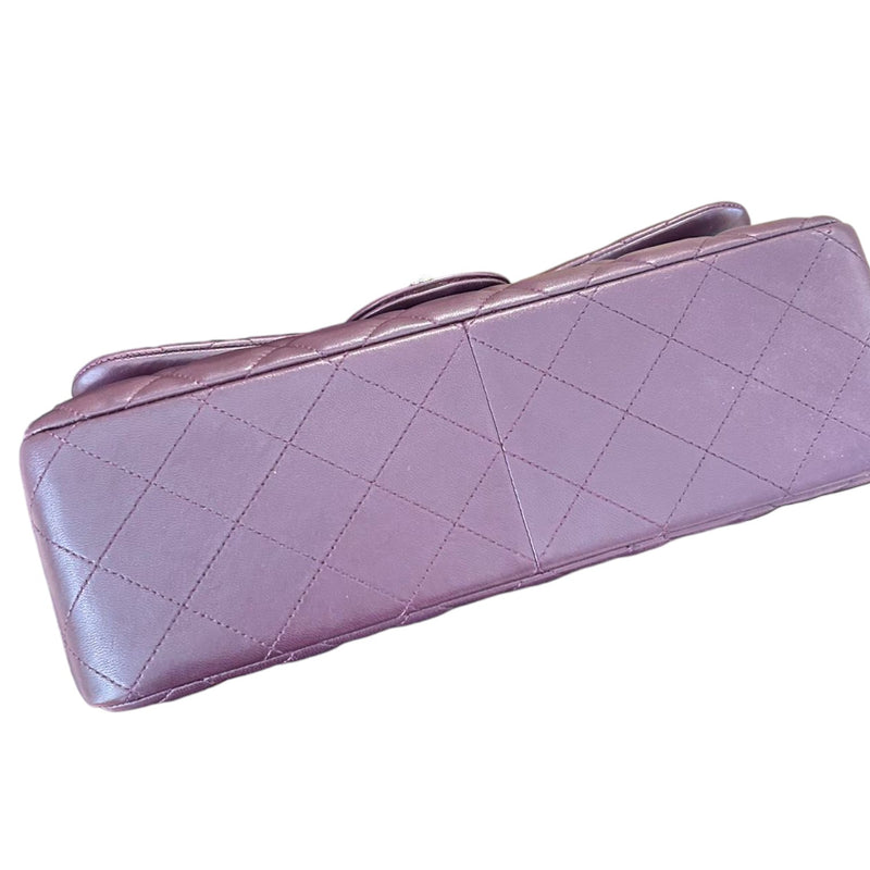 Jumbo Double Flap Lambskin Quilted Purple SHW