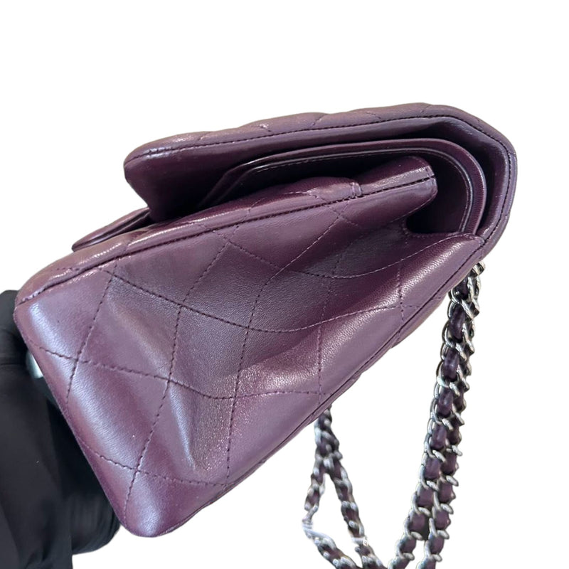 Jumbo Double Flap Lambskin Quilted Purple SHW