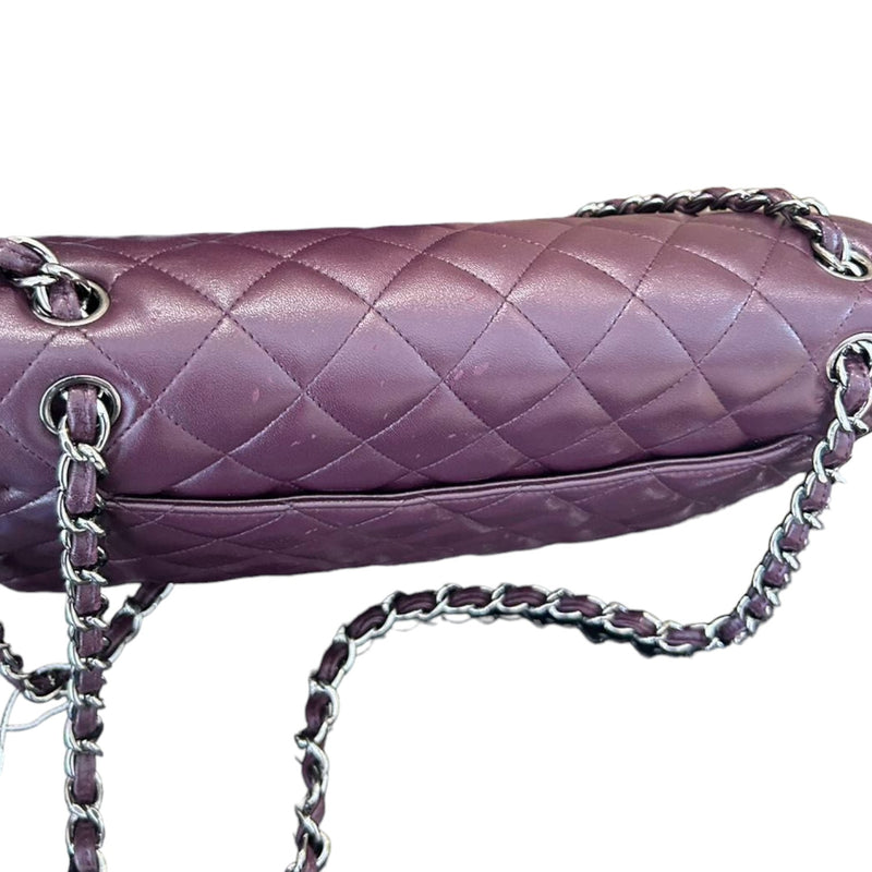 Jumbo Double Flap Lambskin Quilted Purple SHW