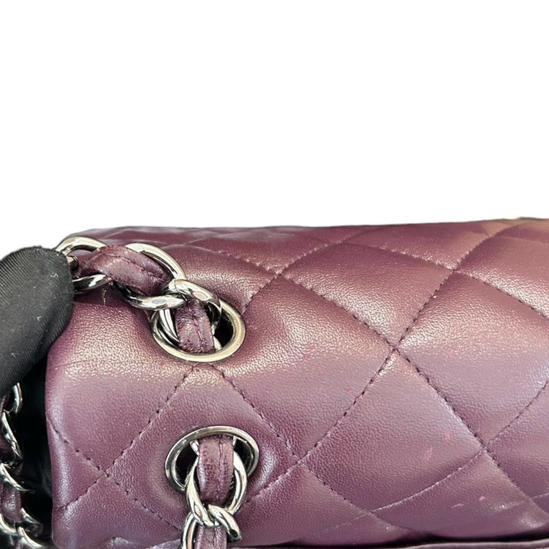 Jumbo Double Flap Lambskin Quilted Purple SHW