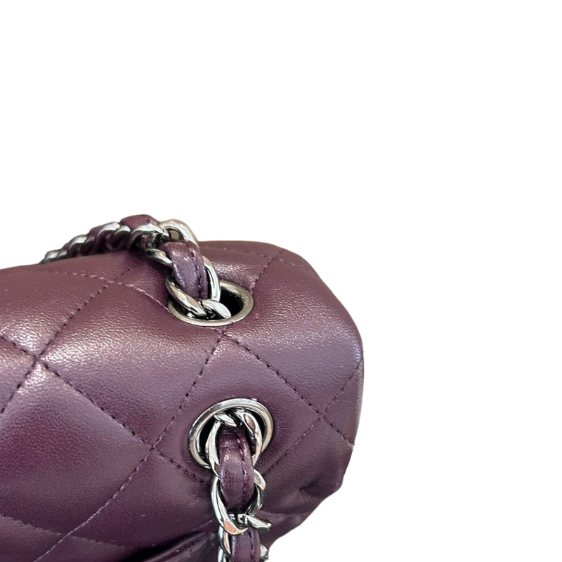 Jumbo Double Flap Lambskin Quilted Purple SHW