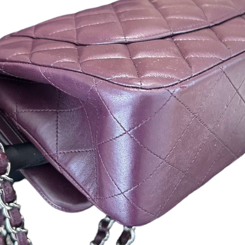 Jumbo Double Flap Lambskin Quilted Purple SHW