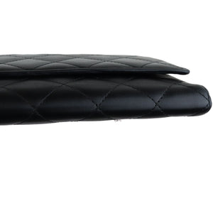 Cambon Gusset Flap Wallet Calfskin Quilted Black SHW