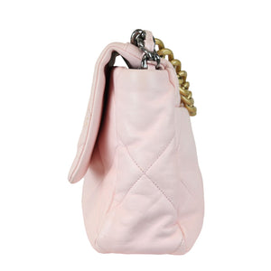 19 Flap Large Lambskin Quilted Light Pink MHW