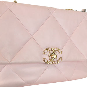 19 Flap Large Lambskin Quilted Light Pink MHW