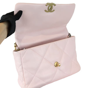 19 Flap Large Lambskin Quilted Light Pink MHW