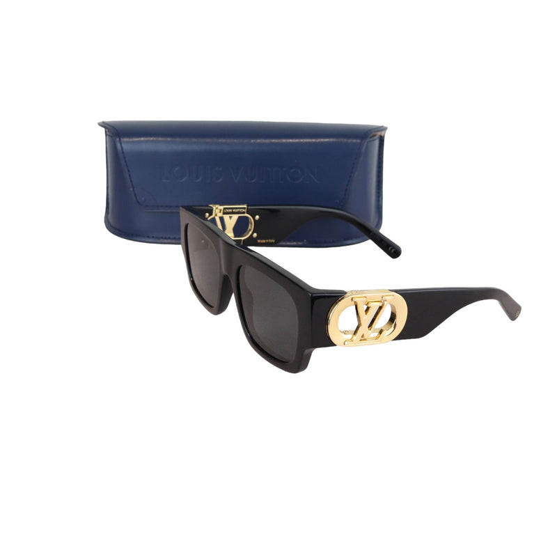 LV Link Square Sunglasses Acetate Black GHW