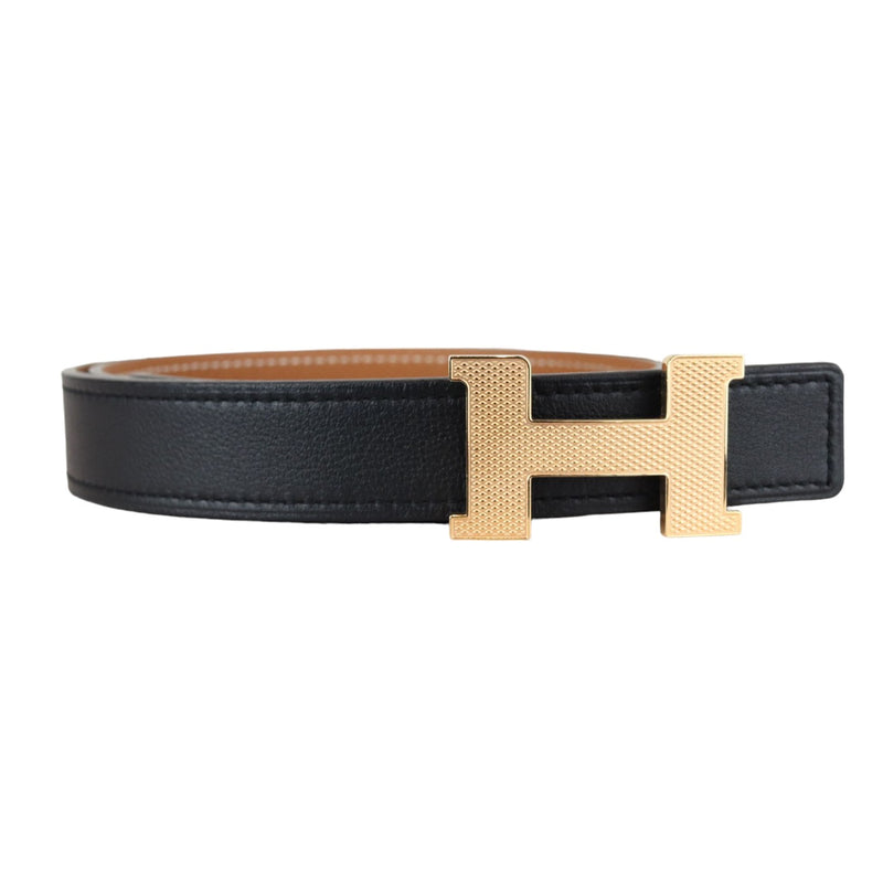 Constance Guilloche H Belt Mini Epsom Swift Black Gold Size 75 GHW