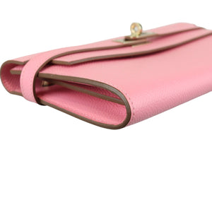 Kelly Long Wallet Epsom Calf Leather Rose Confetti Pink GHW