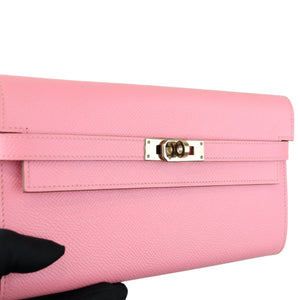 Kelly Long Wallet Epsom Calf Leather Rose Confetti Pink GHW