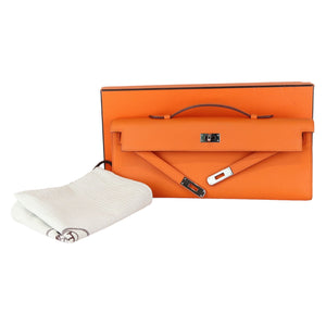 Kelly Cut Clutch Pochette Swift Orange PHW