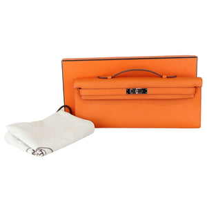 Kelly Cut Clutch Pochette Swift Orange PHW