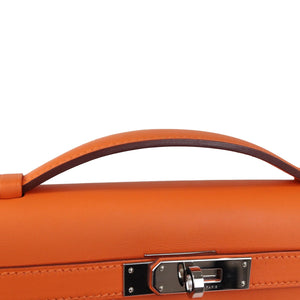 Kelly Cut Clutch Pochette Swift Orange PHW