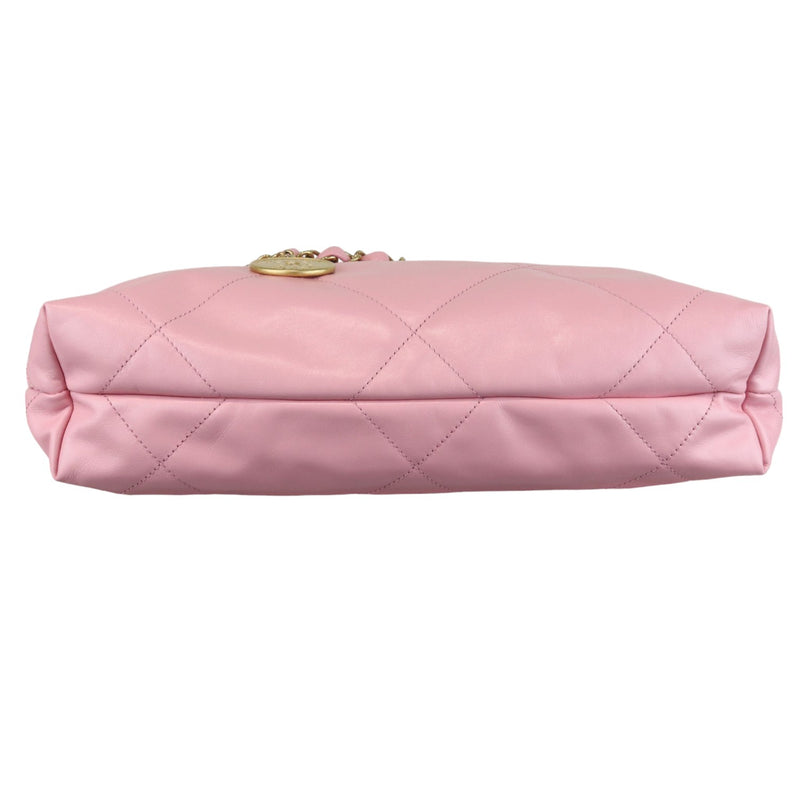 22 Small Shiny Calfskin Quilted Pink GHW