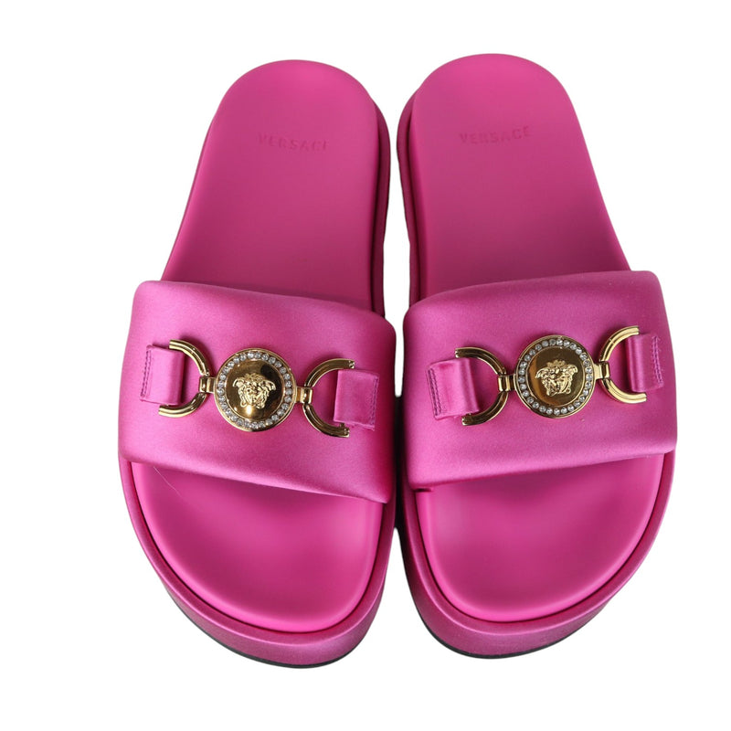 Medusa Biggie Platform Sandals Satin Pink Size 38 GHW
