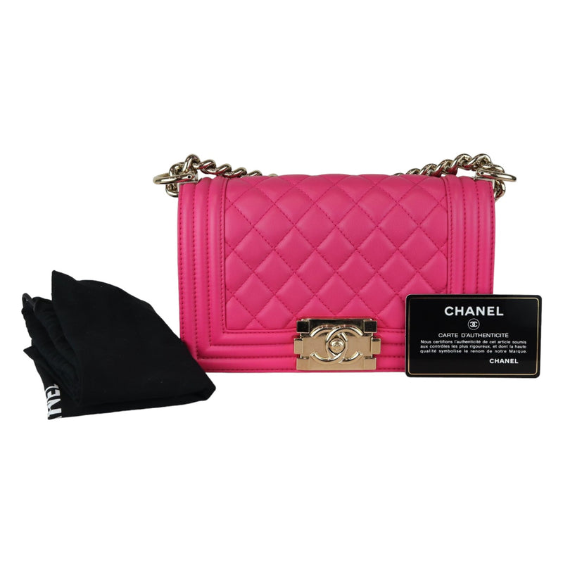 Boy Flap Small Calfskin Quilted Pink GHW