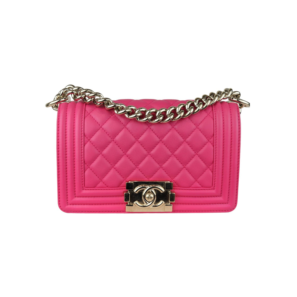 Boy Flap Small Calfskin Quilted Pink GHW