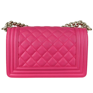 Boy Flap Small Calfskin Quilted Pink GHW