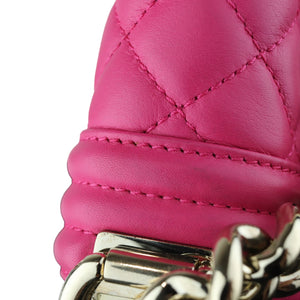 Boy Flap Small Calfskin Quilted Pink GHW