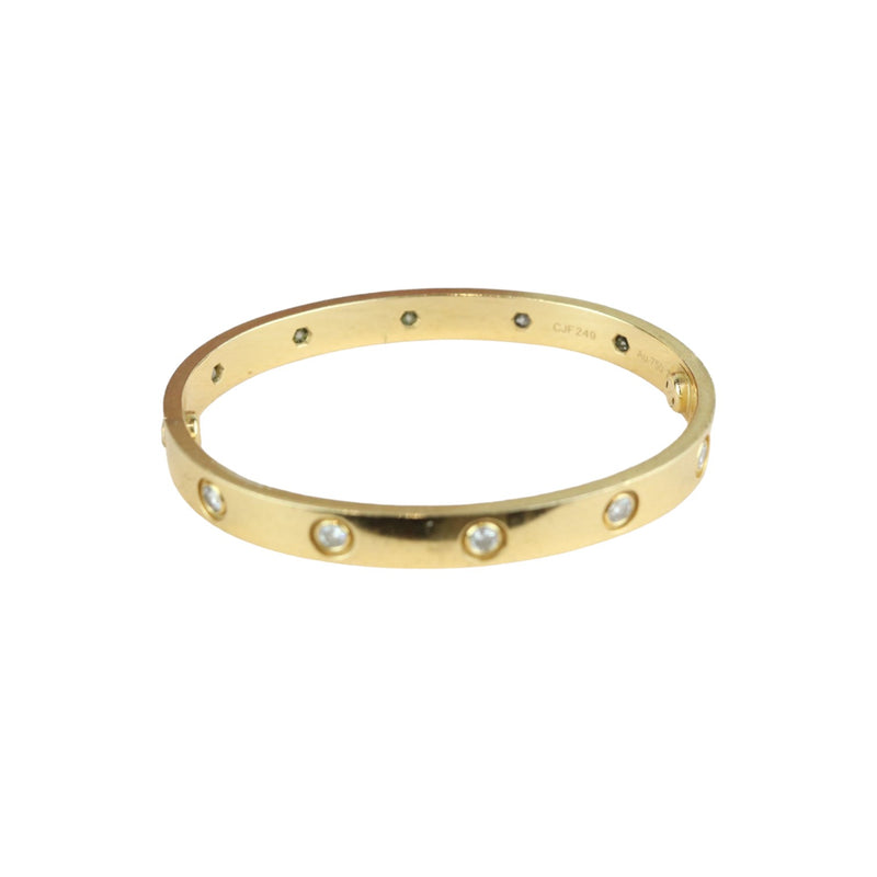 10 Diamond Love Bracelet 18K Yellow Gold Size 16