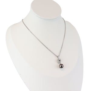 Himalia Pendant Necklace 18K White Gold Diamond Pearl