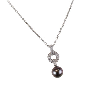 Himalia Pendant Necklace 18K White Gold Diamond Pearl