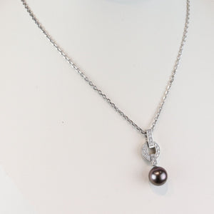 Himalia Pendant Necklace 18K White Gold Diamond Pearl