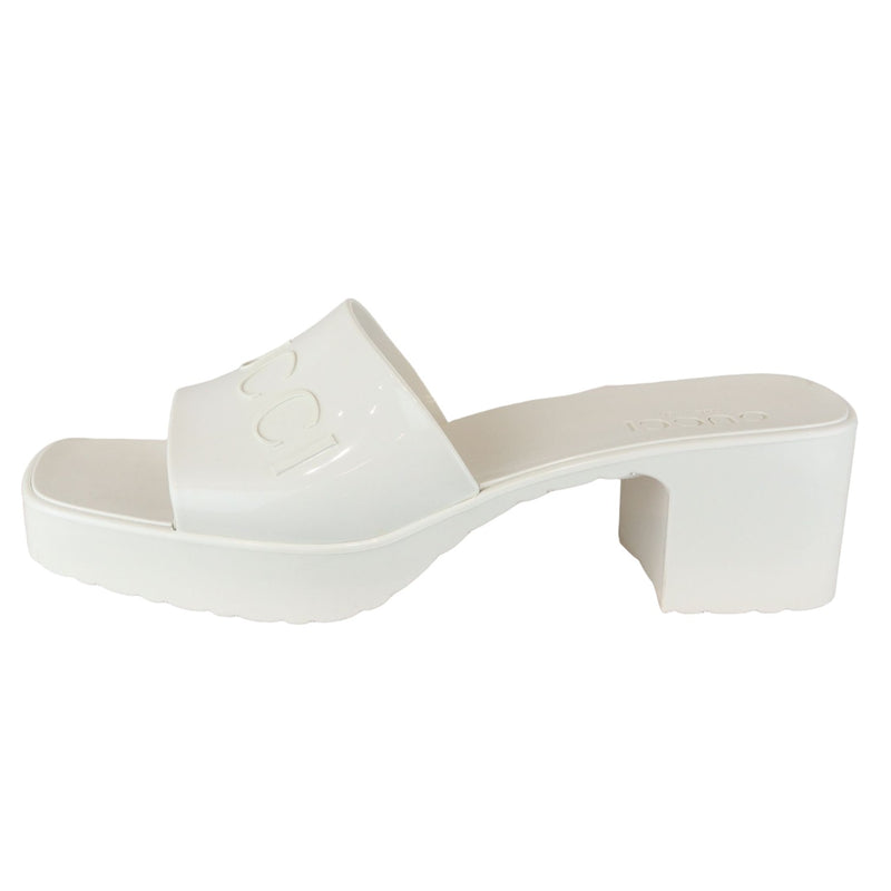 Logo Womens Platform Slide Sandals Rubber Mystic White Size 38