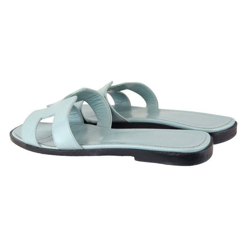 Oran Flat Sandals Patent Leather Light Blue Size 38