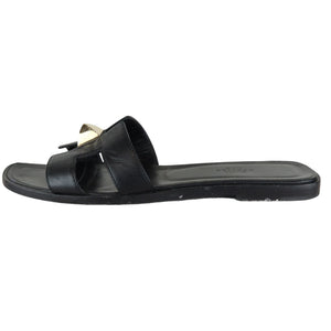 Medor Pyramid Oran Flat Slides Leather Black Size 37.5