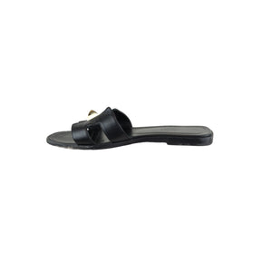 Medor Pyramid Oran Flat Slides Leather Black Size 37.5