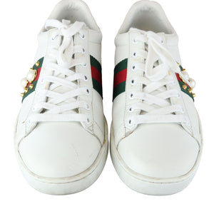 Web Pearl Studded Women Ace Sneakers Calfskin White Size 37