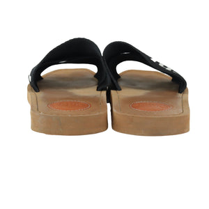 Logo Ribbon Woody Flat Sandals Canvas Black Size 38