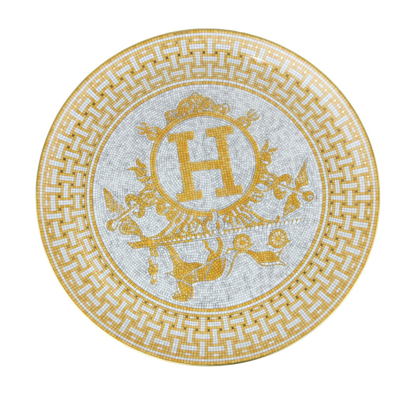 Mosaique au 24 Tart Plate Porcelain Gold White