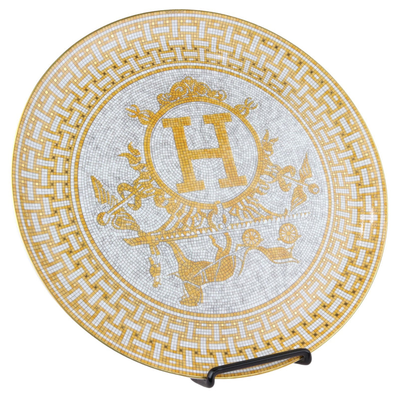 Mosaique au 24 Tart Plate Porcelain Gold White