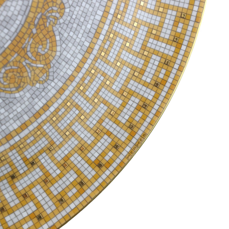 Mosaique au 24 Tart Plate Porcelain Gold White