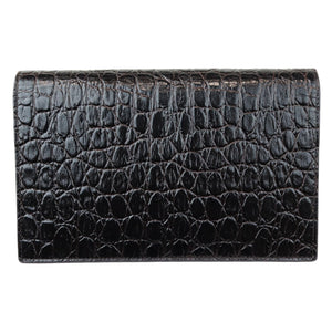 Kate Tassel Chain Wallet Calfskin Crocodile Embossed Black GHW