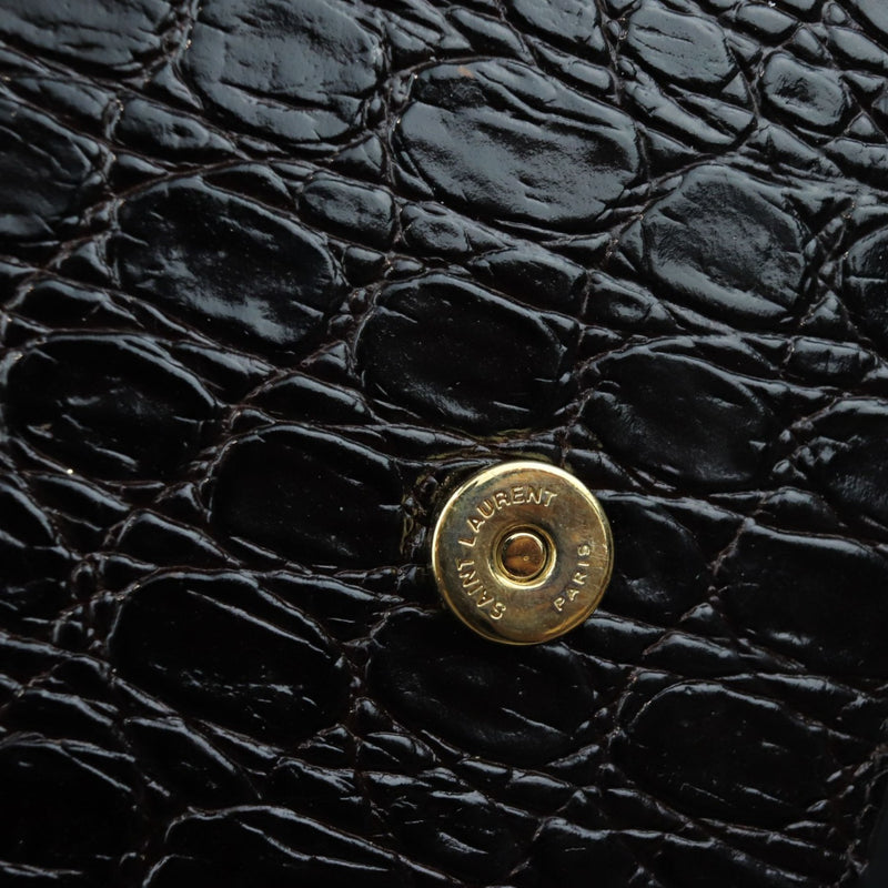 Kate Tassel Chain Wallet Calfskin Crocodile Embossed Black GHW