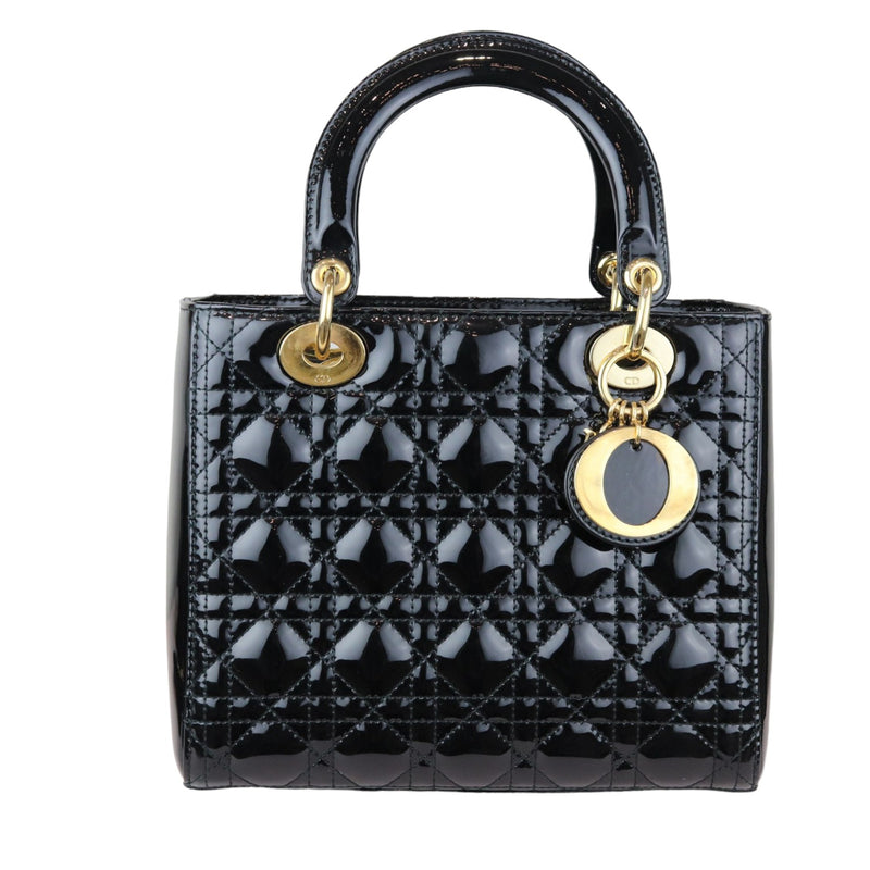 Lady Dior Medium Patent Leather Black GHW