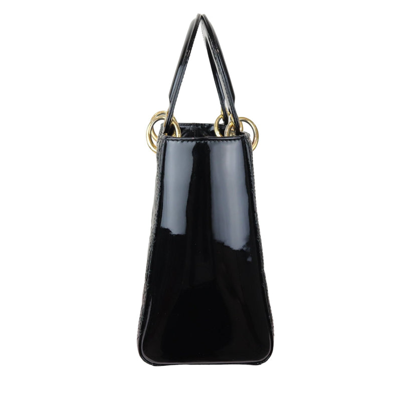 Lady Dior Medium Patent Leather Black GHW