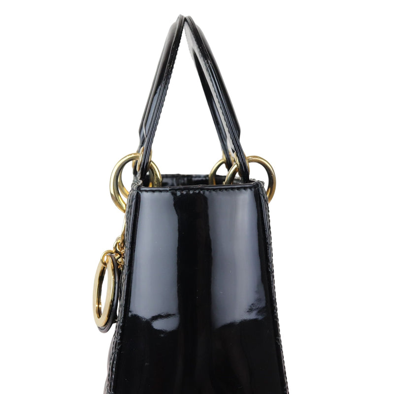 Lady Dior Medium Patent Leather Black GHW