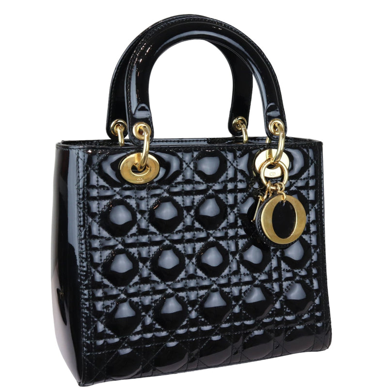 Lady Dior Medium Patent Leather Black GHW