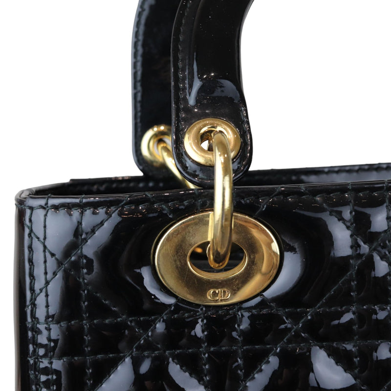 Lady Dior Medium Patent Leather Black GHW