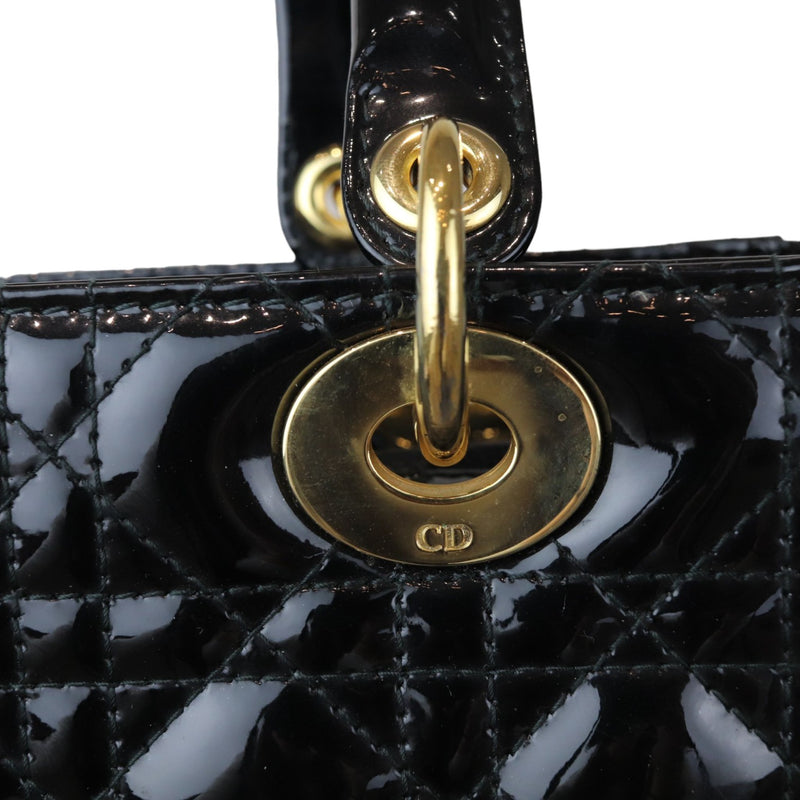 Lady Dior Medium Patent Leather Black GHW